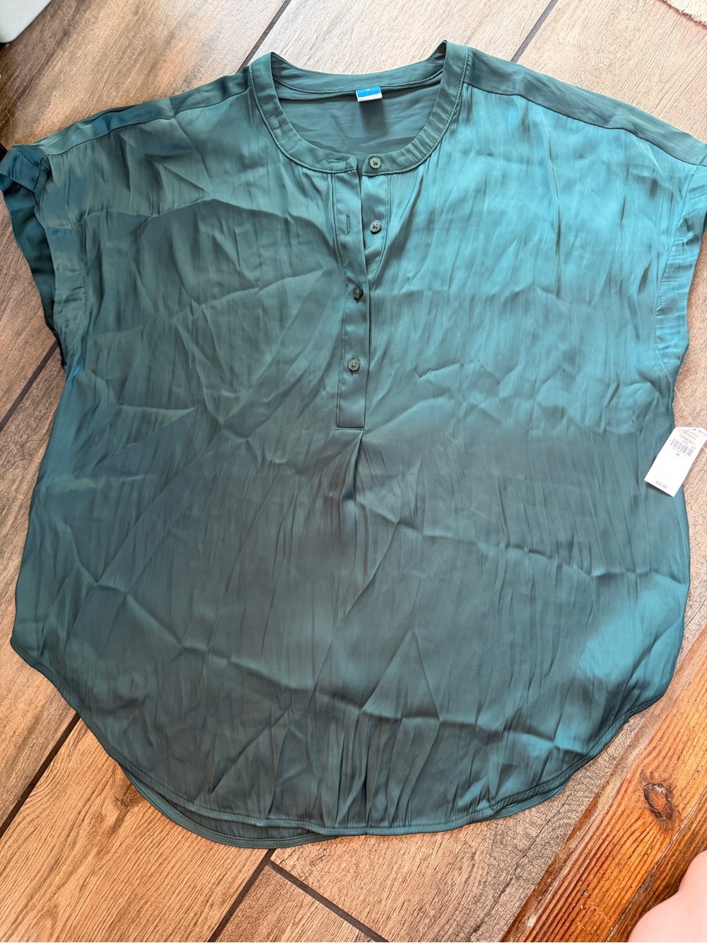 Old Navy Teal Short Sleeve Henley Blouse